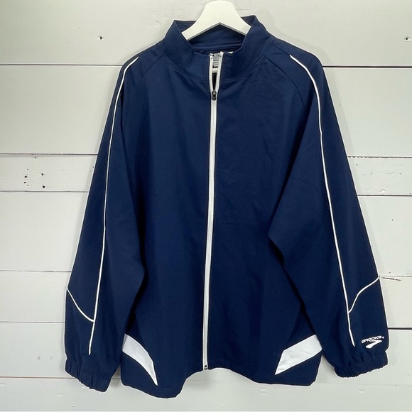 Brooks Running Windbreaker Jacket in Navy Size Large - Picture 1 of 6